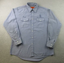 VTG Red Kap Mechanic Shirt Mens Large USA Made Pearl Snap Western 80's Workwear