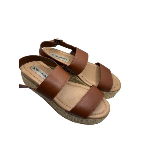 Steve Madden Platform Fife Espadrille Wedge Sandals SZ 7 Brown Slingback Size 7