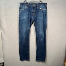 Ever Mens Size 34 Blue Denim Straight Leg Jeans Made In USA 100% Cotton