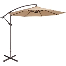 Villacera Cantilever Tilt Patio Umbrella 10' Dia Canopy Aluminum Polyester Beige