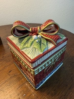 Fitz and Floyd Santa's Forest Friends Porcelain Trinket Box | Christmas Gift Box