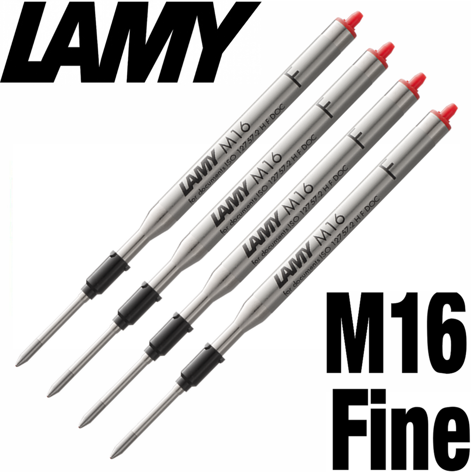 LAMY M16 Ballpoint Pen Refill - Fine - Red Ink - Pack of 4