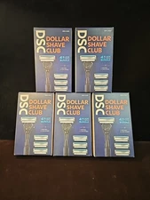 Lot Of 5 DSC Dollar Shave Club 4 Blade Bundle - 1 Handle and 4 Refill Cartridges