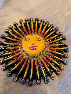 Talavera sun face, Alambre Mexican artist Gerardo Garcia 
