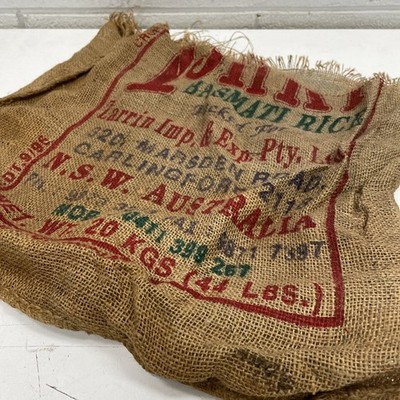 ORIGINAL VINTAGE Hessian Basmati Rice Sack Prop Cafe Art Junk Display Decoration