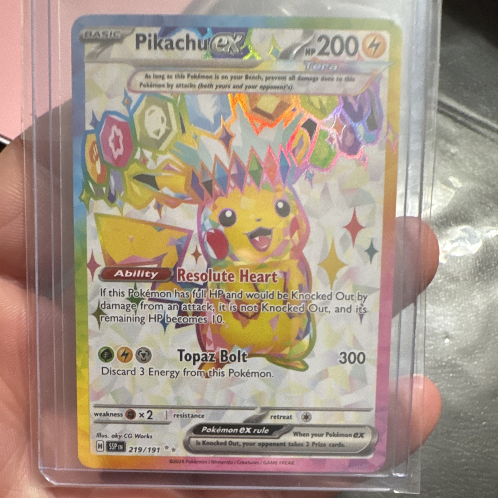 Pikachu ex 219/191 Sv08 Surging Sparks Special Illustration Rare Holo FA EN