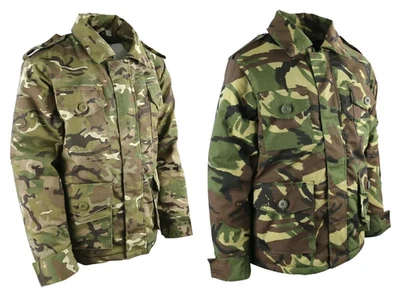 KOMBAT UK Kinder Safari Jacke Ripstop BTP DPM Camouflage Jungen Militär Armee Kadett Mantel