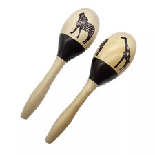 Set of 2 Large Wooden Maracas Perfect Musical Toys for Rhythm Development