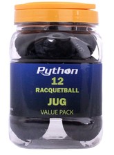 Python Black Racquetballs Value Pack - 12 Ball Jug/Long Rally Ball