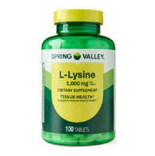 Spring Valley L-Lysine Amino Acid Supplements, 1000 mg, 100 Count