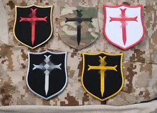 NSWDG DevGru Gold SQN Crusader Cross 5 Patch Set - All Different Background.