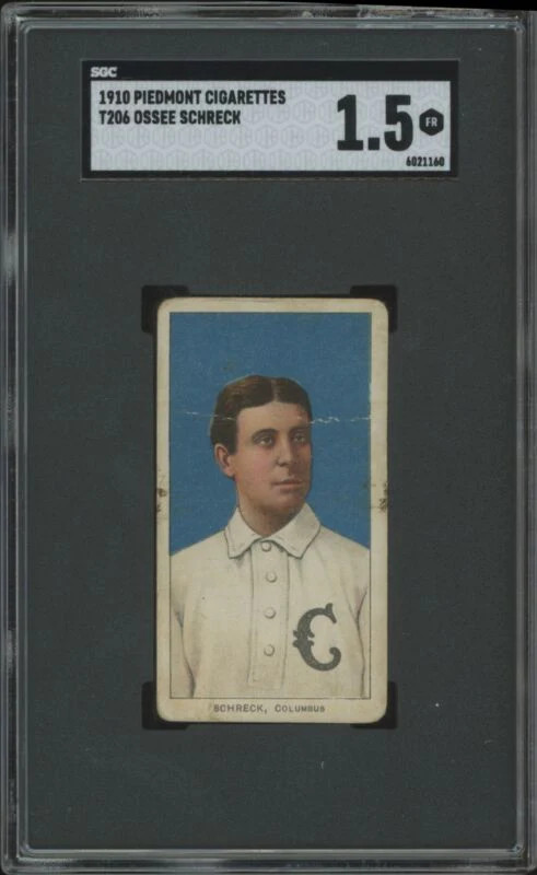 1909 T206 OSSEE SCHRECKENGOST FR PIEDMONT 350 SCHRECK SGC 1.5 COLUMBUS SENATORS