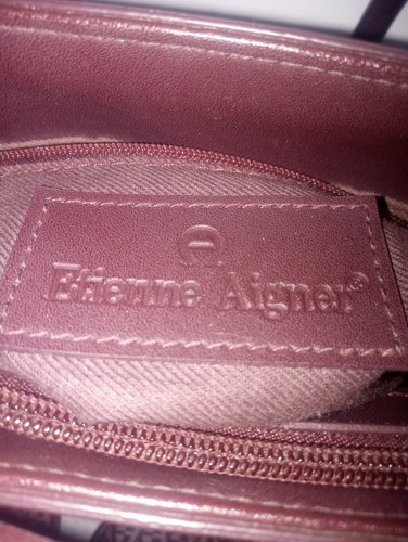 Etienne Aigner Burgundy Brown Logo Fabric Man Made Trim Shoulder Bag&Accessories - Picture 7 of 9