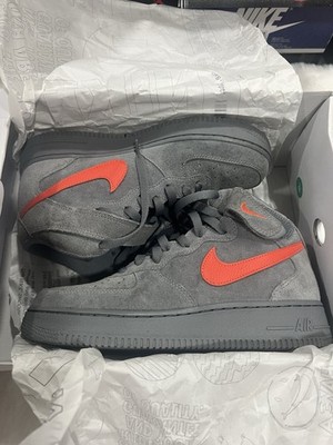 Nike SF Air Force 1 Mid Men s Suede Mid Top Sneakers Gray Orange
