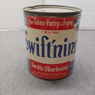 Vintage Swift's Shortening Tin 3 LBS For Cakes Pastry Frying Collectible
