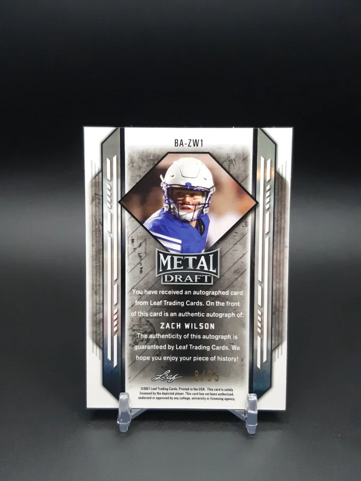 2021 Leaf Metal Draft /35 Zach Wilson #BA-ZW1 Rookie Auto RC - Image 2 of 2