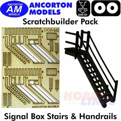 SIGNAL BOX Treppen & Handläufe Laser Cut Bausatz OO 1:76 Ancorton Models OOS-M3