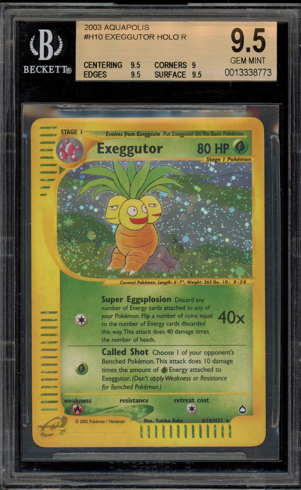 Pokemon Exeggutor Aquapolis Holo Rare #H10 BGS 9.5