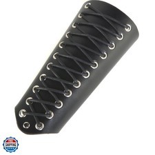 2 Pack Unisex Faux Back Leather Gauntlet Wristband Wide Bracer Arm Armor Cuff