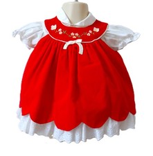 VTG BABY GIRL RED DRESS WITH PINAFORE