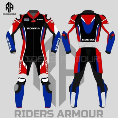 #ad #ad Honda Motorbike Racing Suit Original Cowhide Leather Customized Motorcycle Suit $269.00