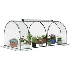 Outsunny Tunnel Greenhouse Grow House Steel Frame PVC Clear 200x100x80 cm