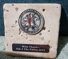 UK Challenge Coin Mounted on a stone base