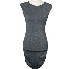 Susana Monaco Heather Gray Sleeveless Dress size S Bodycon Fitted Ruched Casual