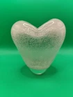 Vintage Murano Style Bubble Glass Heart Vase - Bullicante Art Glass Heavy 6"