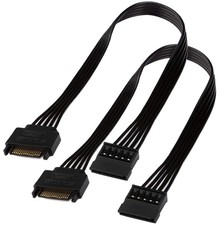 2 PCS SATA Power Extension Cable 15 Pin Male To Female Adapter HDD 24 Inch