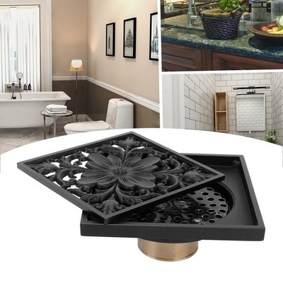 10x10cm Black Floor Drain Copper OdorResistant Floor Strainer For SET