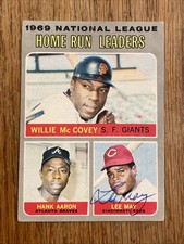 1970 Topps #65 N.L. Home Run Leaders Cincinnati Reds Lee May Autograph EX+