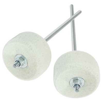 Seimneire White Felt Double Kick Bass Drum Pedal Beater Mallet, 2 Pack, 