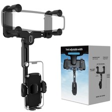 Car Phone Holder Mount Rear View Mirror Rotatable Retractable 4-7 Inch