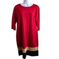 Talbots Red Colorblock Dress Size 12P Career Old Money Classic Well Tailored