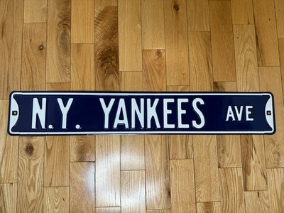 Official MLB New York Yankees Ave. Steel Sign 36x6 Blue & White