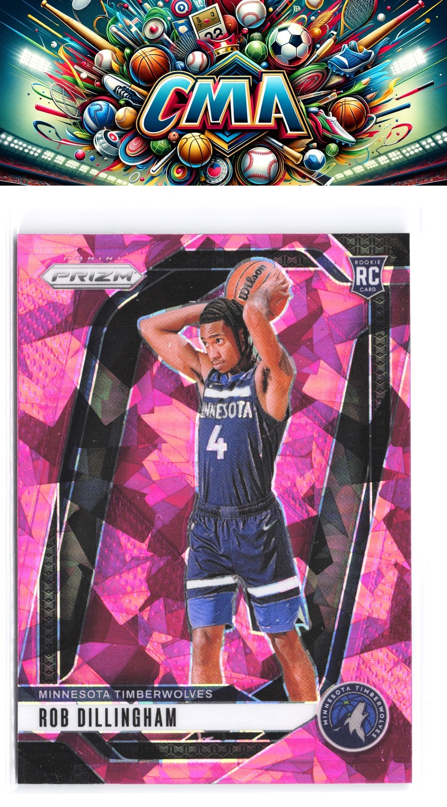 2024-25 Panini Prizm #250 Rob Dillingham Prizms Pink Ice