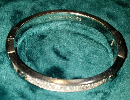 Michael Kors Silver Pave Crystal Bangle 7" Bracelet