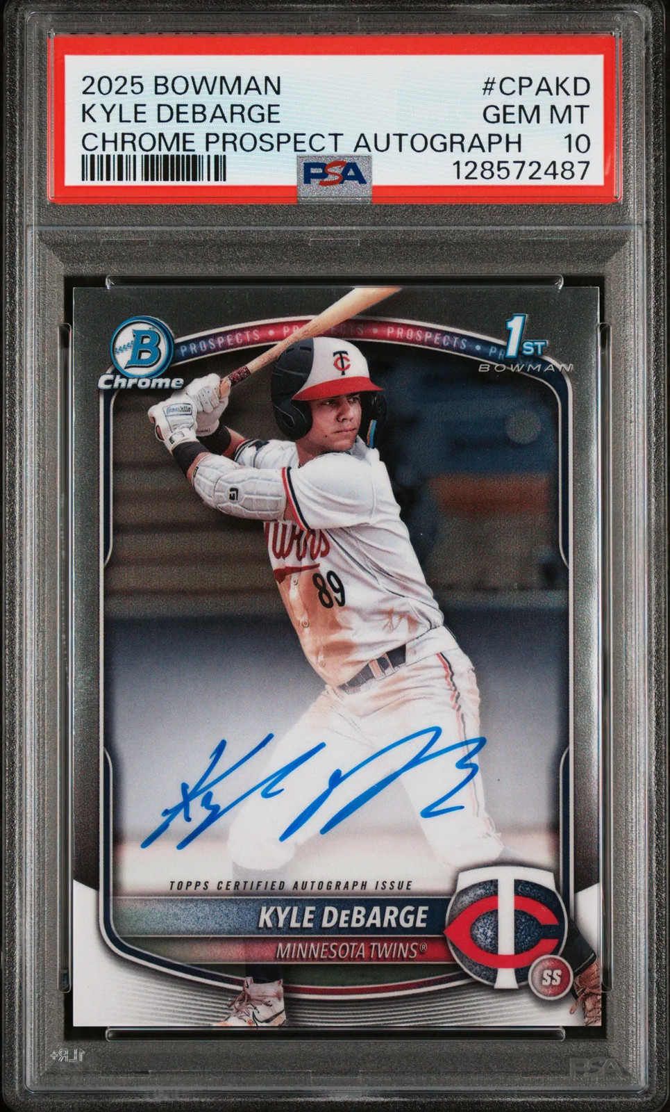 2025 Bowman Chrome Kyle DeBarge 1st Prospect Auto RC PSA 10