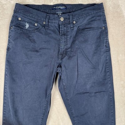 US Polo Assn Mens Pants W32 L28 Black Stretch Activate Fit Casual Cotton Blend