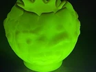 Fenton Burmese Poppies Rose Round Uranium Glass Bowl Vase  5”