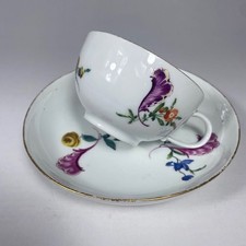 1732-1773 Meissen Marcolini Cup Saucer Porcelain White Floral Western Antique