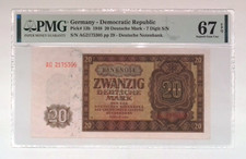 1948 Germany  DDR 20 Mark Banknote PMG 67 UNC Superb Gem