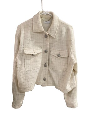 MARELLA Tweed Shirt Jacket Beige Sz M-L