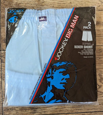 JOCKEY BIG MAN VTG '80s Blue 2 Pk. Boxer Shorts NIP Cotton Polyester Sz 56