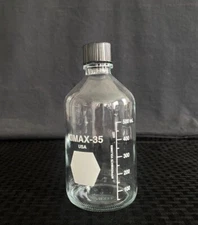 Kimax-35 Glass 500mL Graduated Media Storage Bottle w/ Screw Cap No Pour Ring