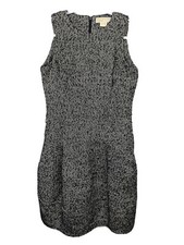 Michael Kors Black White Tweed Sheath Dress Size Woman's 8 Wool Cotton Blend DA
