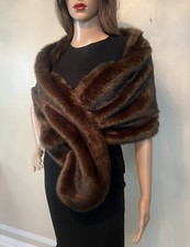 VTG High Quality Artificial Fur Brown or Black or Beige Stole/Shawl/Wrap 1-Size