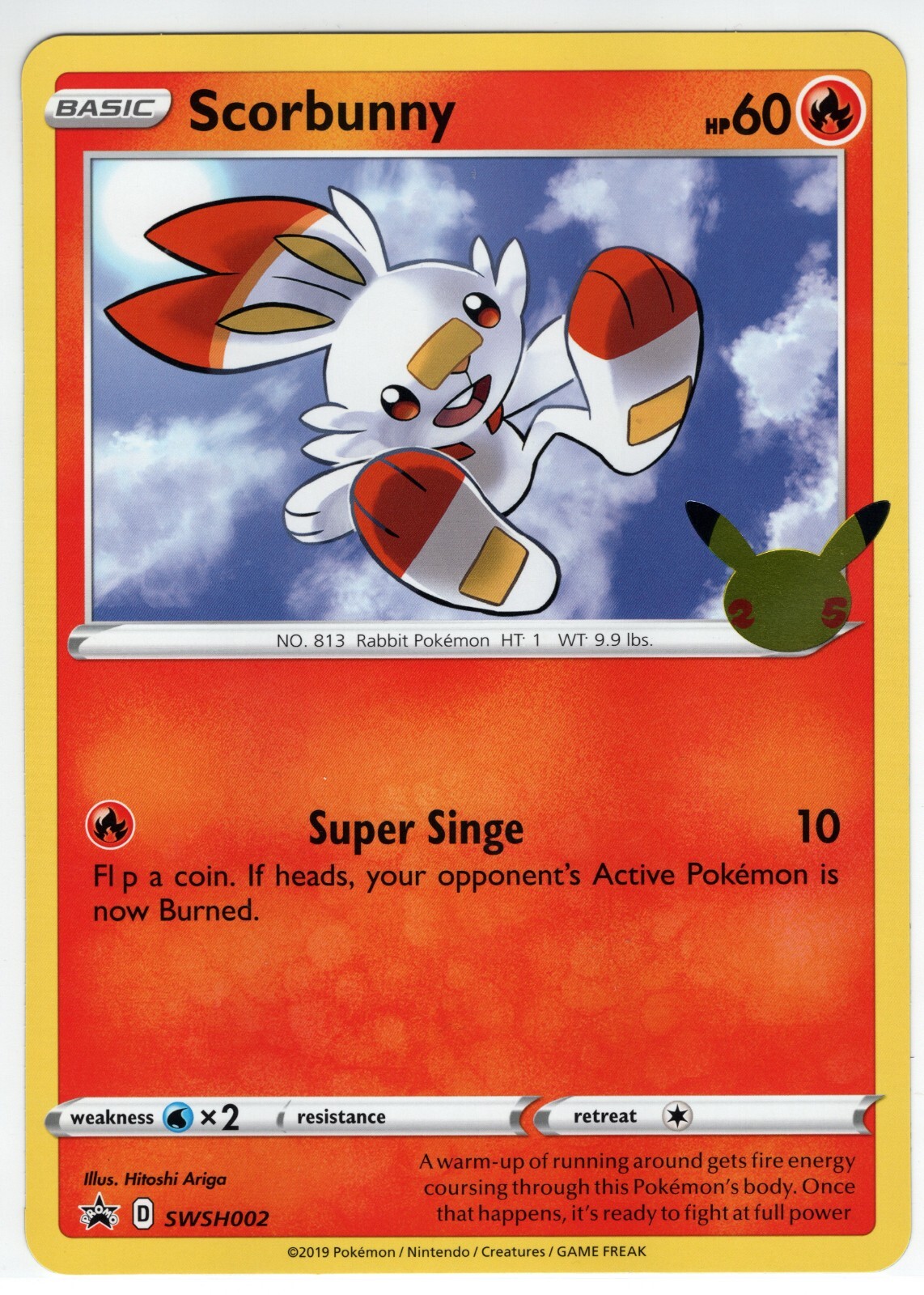 2019 Pokemon Sword & Shield Black Star Promos #SWSH002 Scorbunny Oversized