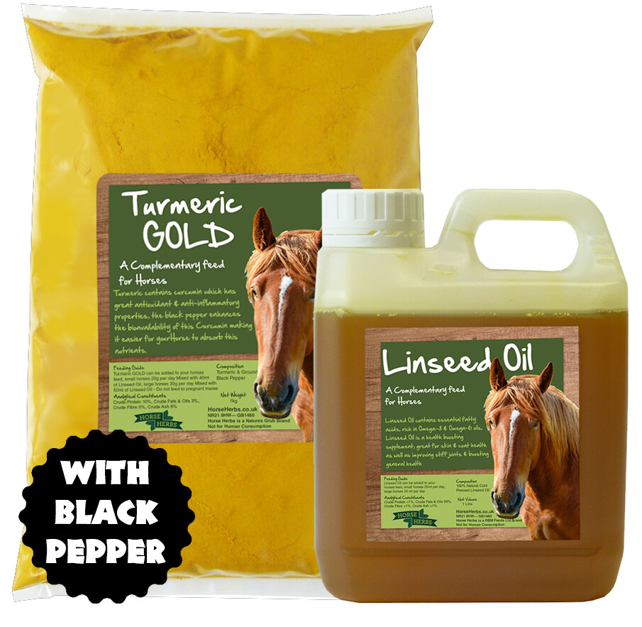 Horse Herbs Turmeric GOLD Supplement for Horses, Black Pepper